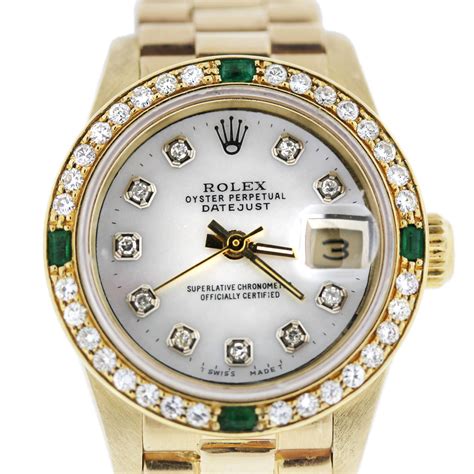 gold and emerald rolex|Rolex watch diamond bezel prices.